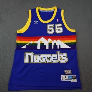 Denver Nuggets Jersey Mens Large Blue NBA Basketball Dikembe Mutombo 55 Adidas